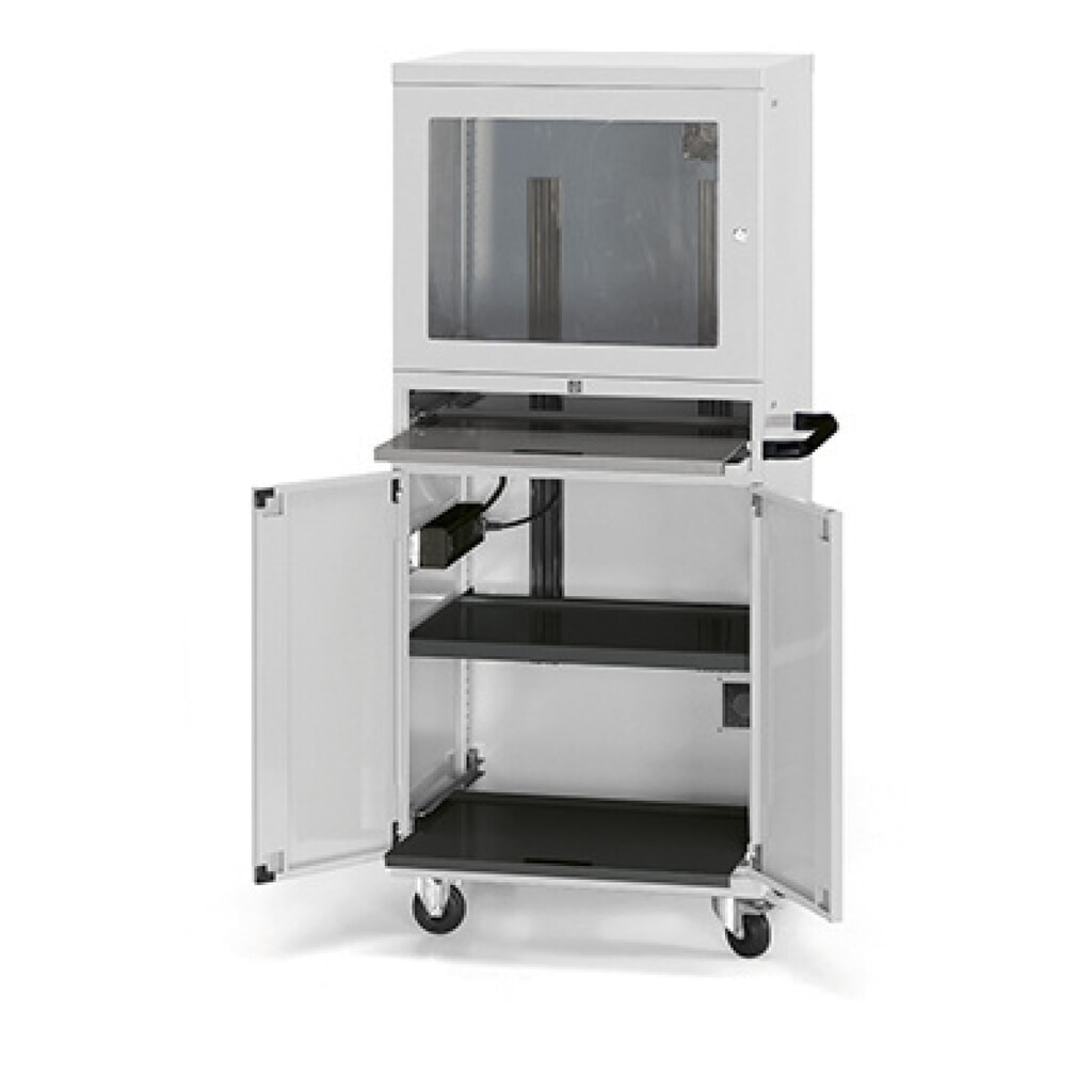 Skříň na počítač Fami Standard, 1 ventilátor, 4 zásuvky, VxŠxH 1688 x 807 x 654 mm, světle šedá Obrázek produktu: Skříň na počítač Fami Standard, 1 ventilátor, 4 zásuvky, VxŠxH 1688 x 807 x 654 mm, světle šedá