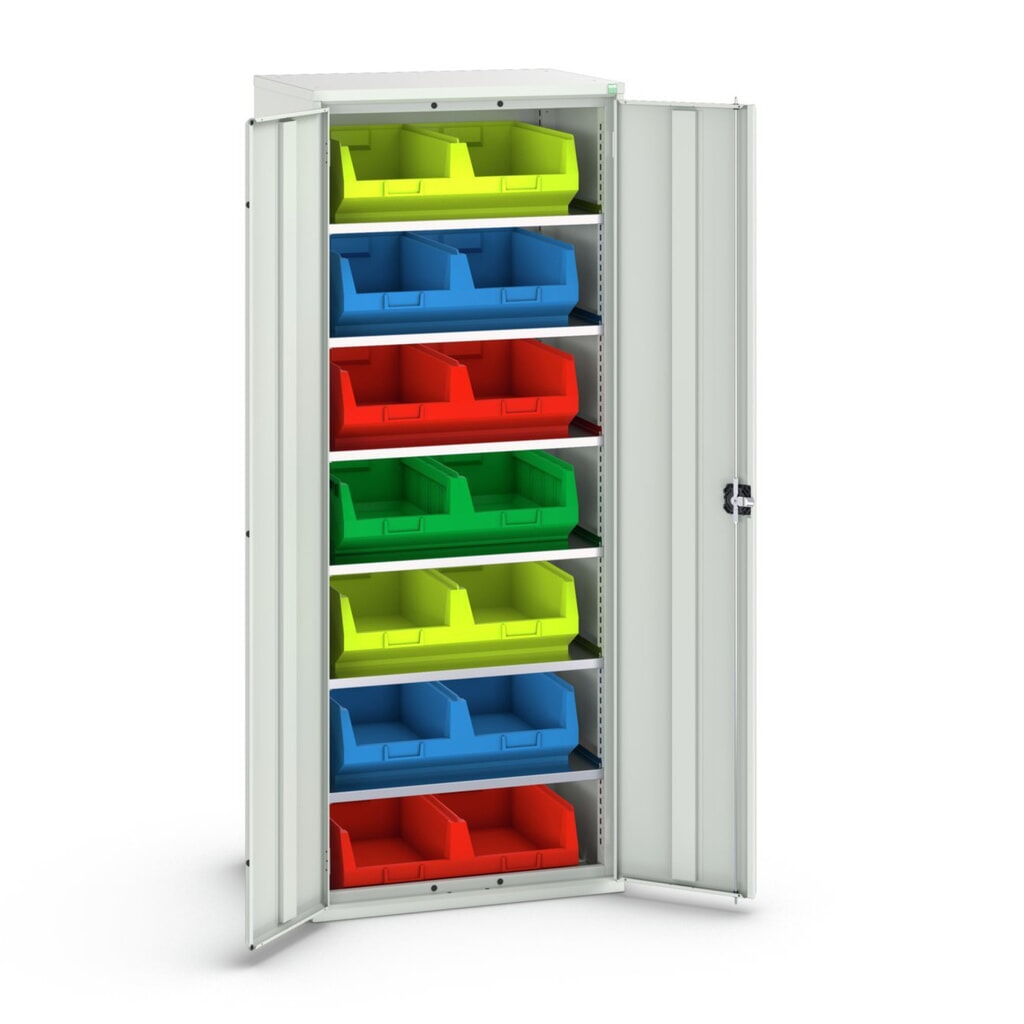 Číslo obrázku produktu 1: Skříň s boxy bott verso, 6 police a 14 skladovacích boxů, ŠxHxV: 800 x 550 x 2000 mm