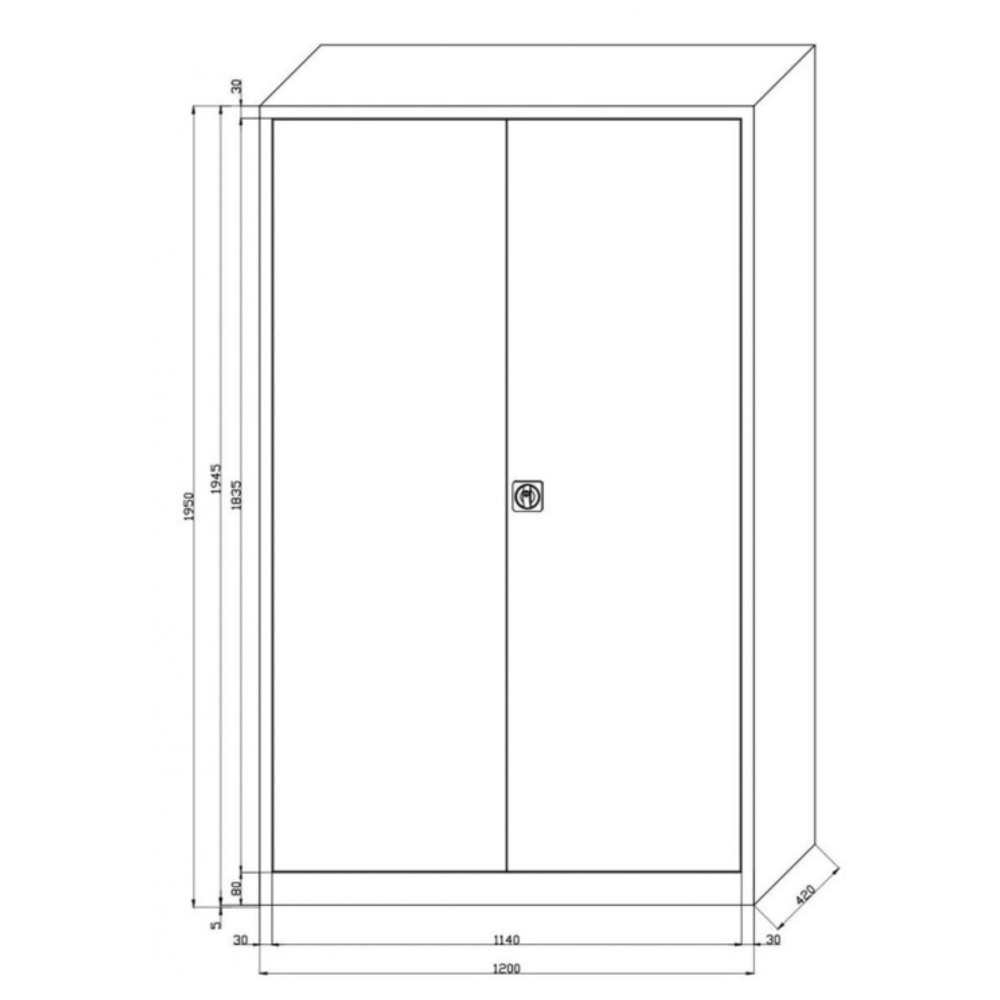 Číslo obrázku produktu 2: Skříň s křídlovými dveřmi HEMMDAL HF-ST, 5 výšek pořadače, VxŠxH 1950 x 1200 x 420 mm, police s práškovým nástřikem, světle šedá/hořcová modř