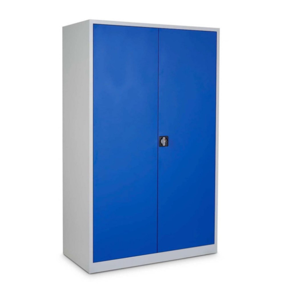 Číslo obrázku produktu 1: Skříň s křídlovými dveřmi HEMMDAL HF-ST, 5 výšek pořadače, VxŠxH 1950 x 1200 x 420 mm, police s práškovým nástřikem, světle šedá/hořcová modř
