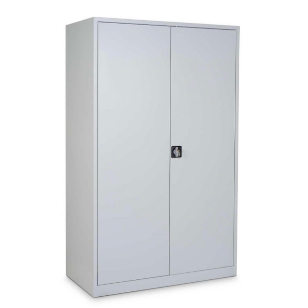 Číslo obrázku produktu 1: Skříň s křídlovými dveřmi HEMMDAL HF-ST, 5 výšek pořadačů, VxŠxH 1950 x 1200 x 420 mm, police s práškovým nástřikem, světle šedá