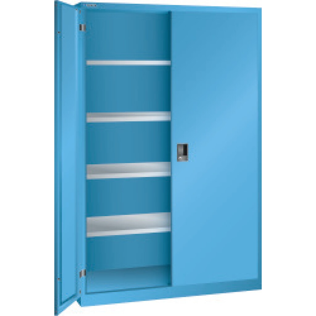 Obrázek produktu: Skříň s křídlovými dveřmi se 4 pozinkovanými policemi, VxŠxH 1950 x 1250 x 580 mm, světle modrá, světle modrá