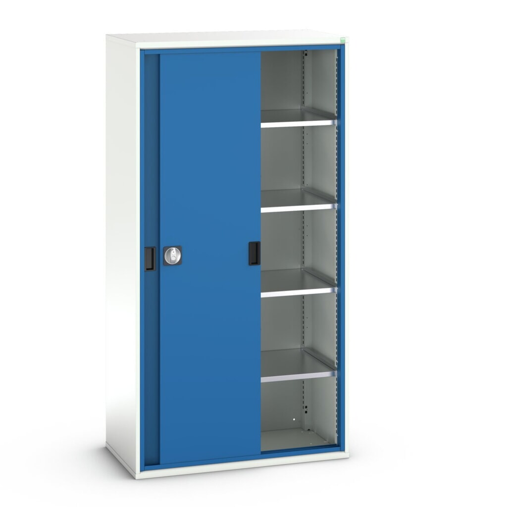 Skříň s posuvnými dveřmi bott verso se 4 policemi, ŠxHxV: 1050 x 550 x 2000 mm Obrázek produktu: Skříň s posuvnými dveřmi bott verso se 4 policemi, ŠxHxV: 1050 x 550 x 2000 mm
