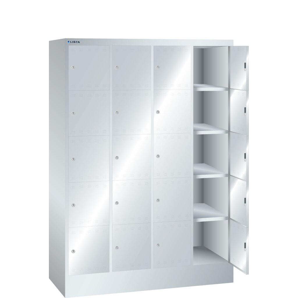 Obrázek produktu: Skříň s přihrádkami LISTA, (ŠxHxV) 1200x500x1695 mm, 4x5 přihrádek, cylindrický zámek