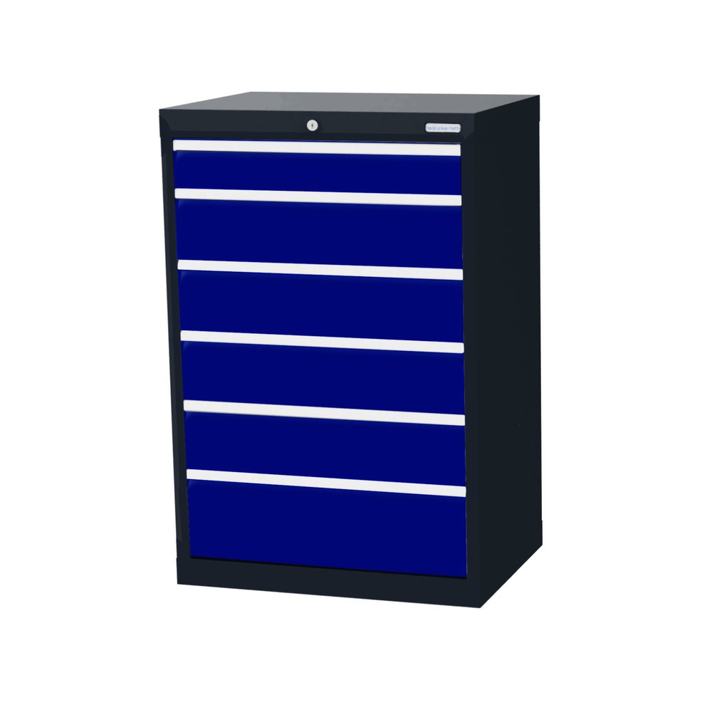 Obrázek produktu: Skříň se zásuvkami Bedrunka+Hirth Profi, zásuvky 1x100 + 4x150 + 1x200 mm, VxŠxH 1019 x 680 x 500 mm, antracitová šedá, enziánová modrá