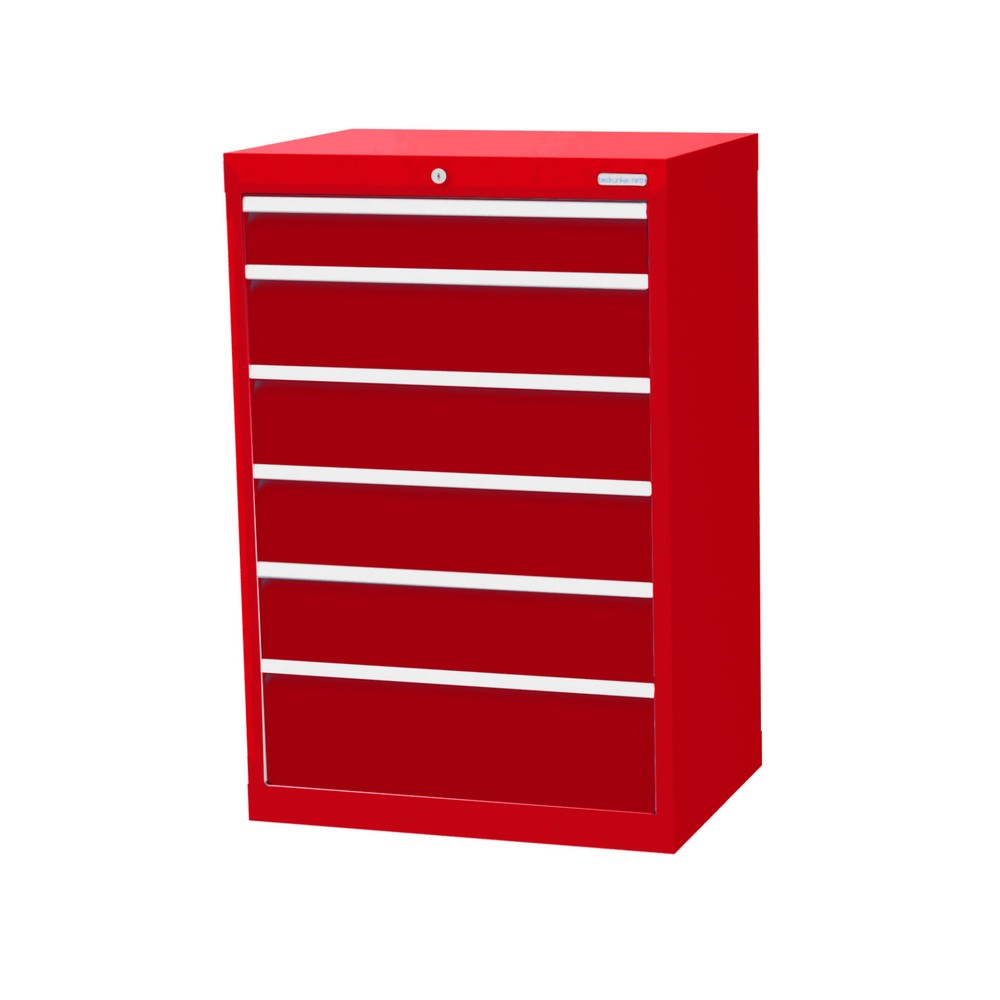 Obrázek produktu: Skříň se zásuvkami Bedrunka+Hirth Profi, zásuvky 1x100 + 4x150 + 1x200 mm, VxŠxH 1019 x 680 x 500 mm, dopravní červená, rubínová