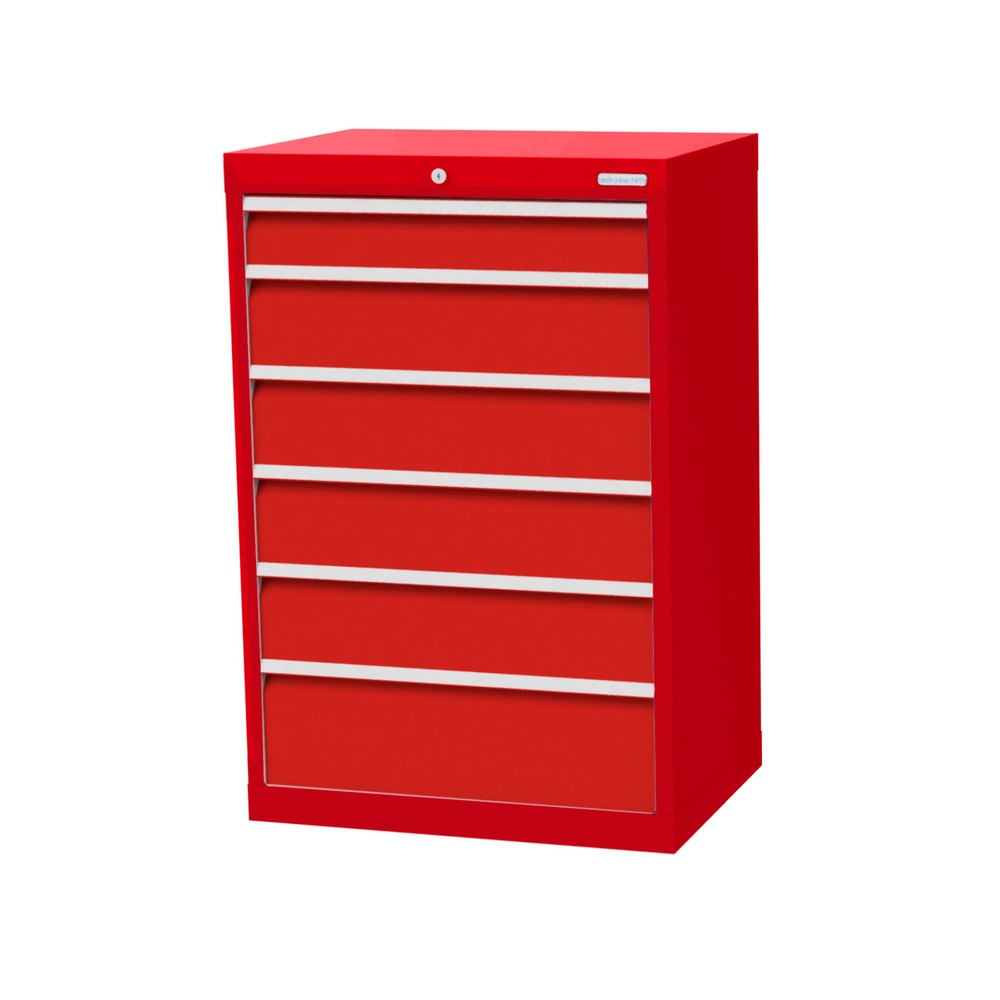 Obrázek produktu: Skříň se zásuvkami Bedrunka+Hirth Profi, zásuvky 1x100 + 4x150 + 1x200 mm, VxŠxH 1019 x 680 x 500 mm, dopravní červená, dopravní červená