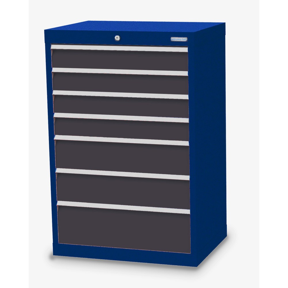 Obrázek produktu: Skříň se zásuvkami Bedrunka+Hirth Profi, zásuvky 4x100 + 2x150 + 1x200 mm, VxŠxH 1019 x 680 x 500 mm, enziánová modrá, antracitová šedá