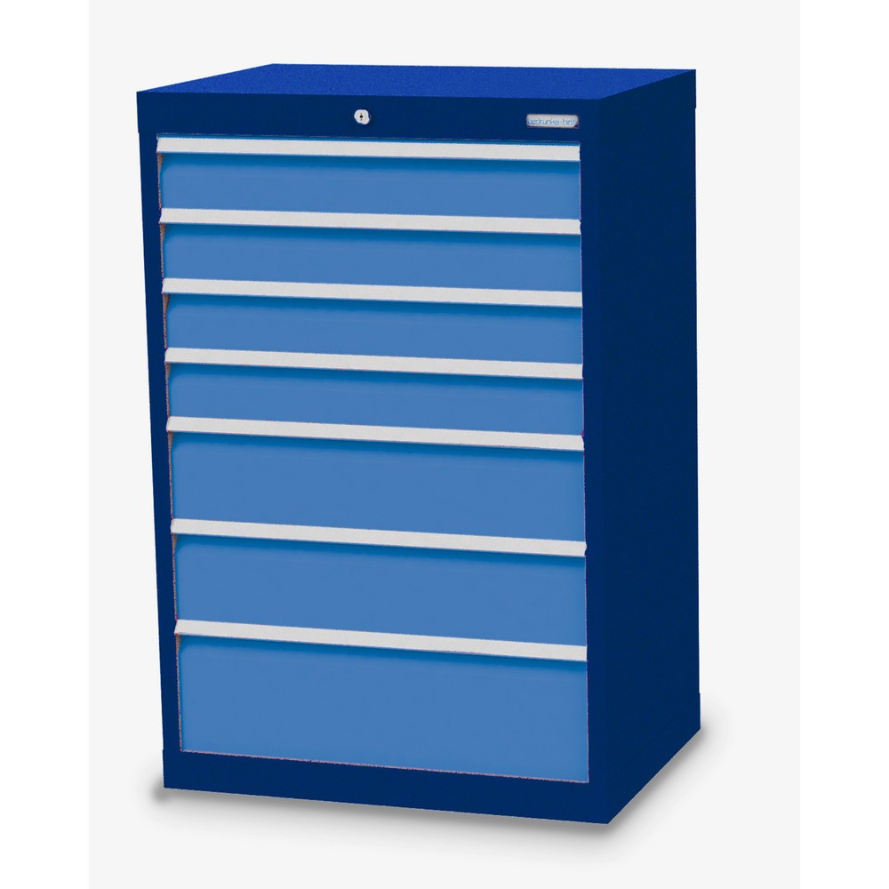 Obrázek produktu: Skříň se zásuvkami Bedrunka+Hirth Profi, zásuvky 4x100 + 2x150 + 1x200 mm, VxŠxH 1019 x 680 x 500 mm, enziánová modrá, světle modrá