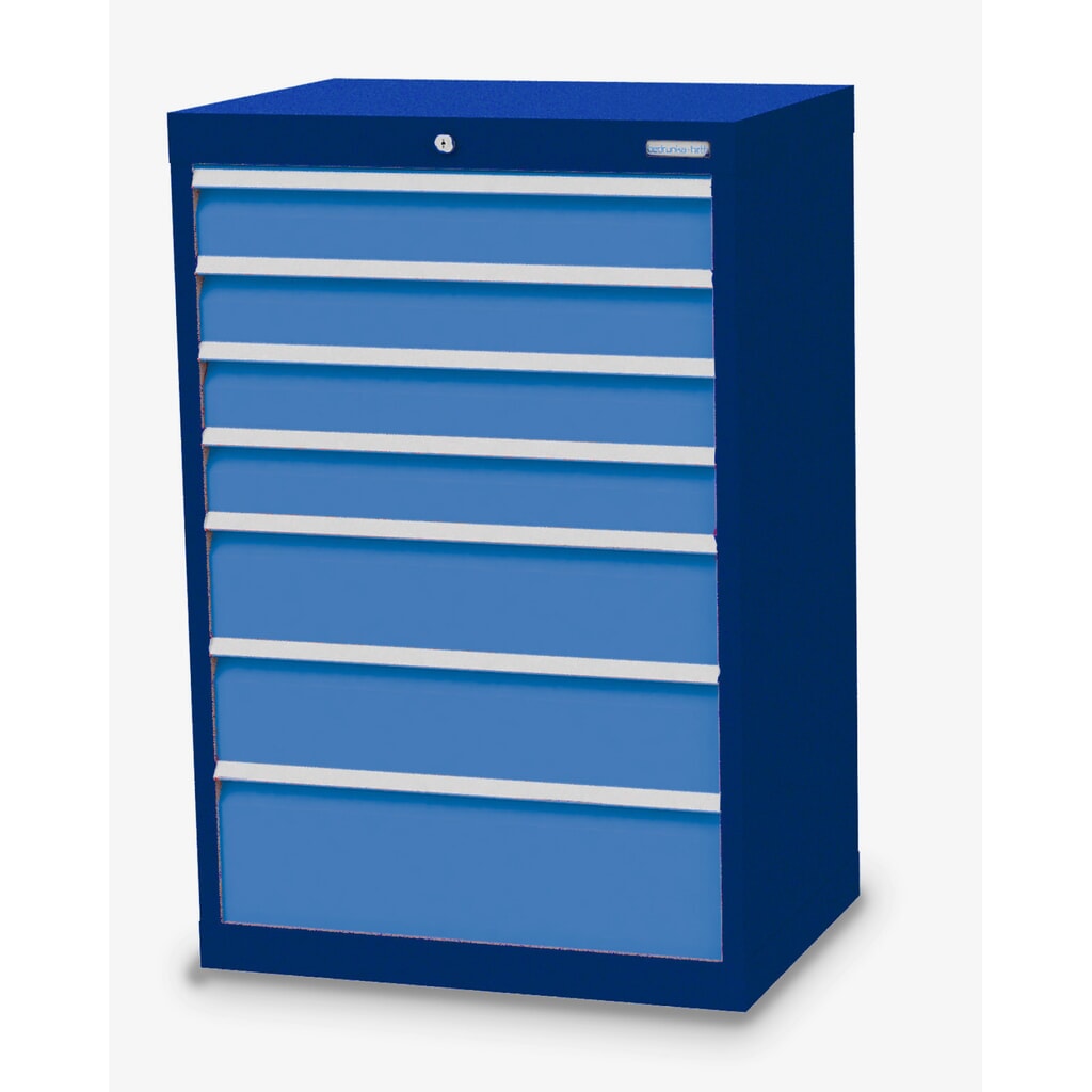 Obrázek produktu: Skříň se zásuvkami Bedrunka+Hirth Profi, zásuvky 4x100 + 2x150 + 1x200 mm, VxŠxH 1019 x 680 x 500 mm, enziánová modrá, světle modrá