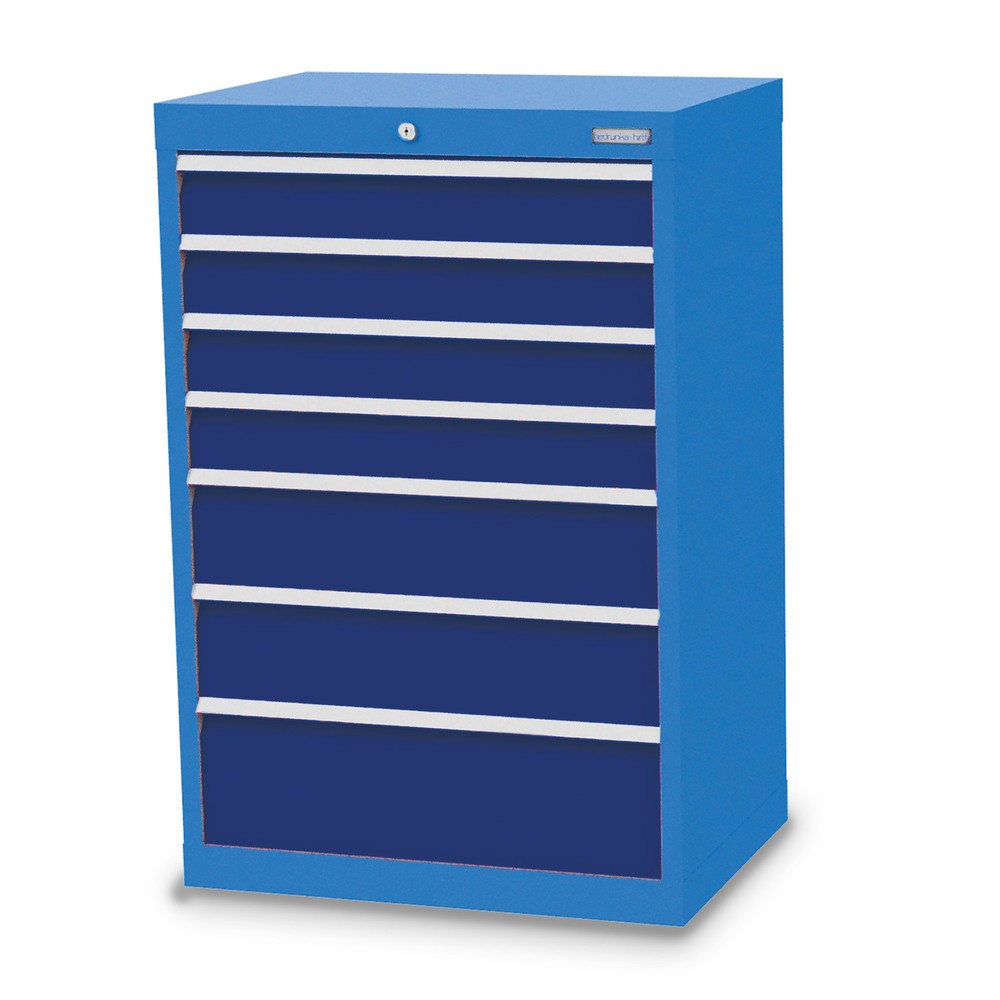 Obrázek produktu: Skříň se zásuvkami Bedrunka+Hirth Profi, zásuvky 4x100 + 2x150 + 1x200 mm, VxŠxH 1019 x 680 x 500 mm, světle modrá, enziánová modrá
