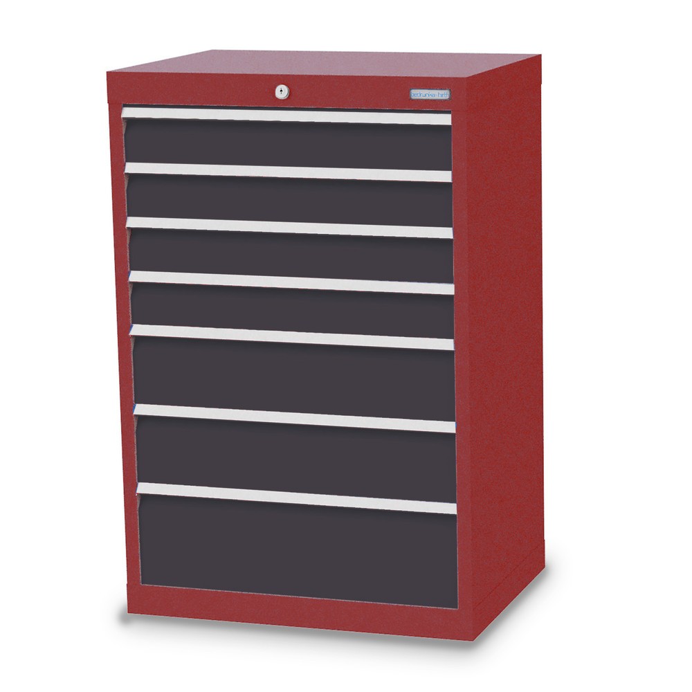 Obrázek produktu: Skříň se zásuvkami Bedrunka+Hirth Profi, zásuvky 4x100 + 2x150 + 1x200 mm, VxŠxH 1019 x 680 x 500 mm, rubínová, antracitová šedá