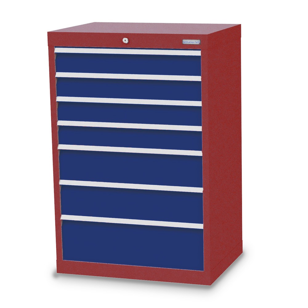 Obrázek produktu: Skříň se zásuvkami Bedrunka+Hirth Profi, zásuvky 4x100 + 2x150 + 1x200 mm, VxŠxH 1019 x 680 x 500 mm, rubínová, enziánová modrá