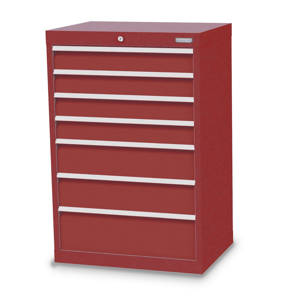 Obrázek produktu: Skříň se zásuvkami Bedrunka+Hirth Profi, zásuvky 4x100 + 2x150 + 1x200 mm, VxŠxH 1019 x 680 x 500 mm, rubínová, rubínová