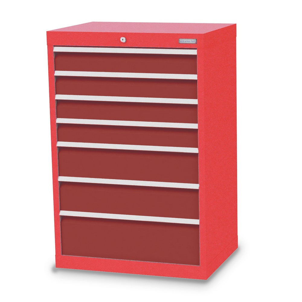 Obrázek produktu: Skříň se zásuvkami Bedrunka+Hirth Profi, zásuvky 4x100 + 2x150 + 1x200 mm, VxŠxH 1019 x 680 x 500 mm, dopravní červená, rubínová