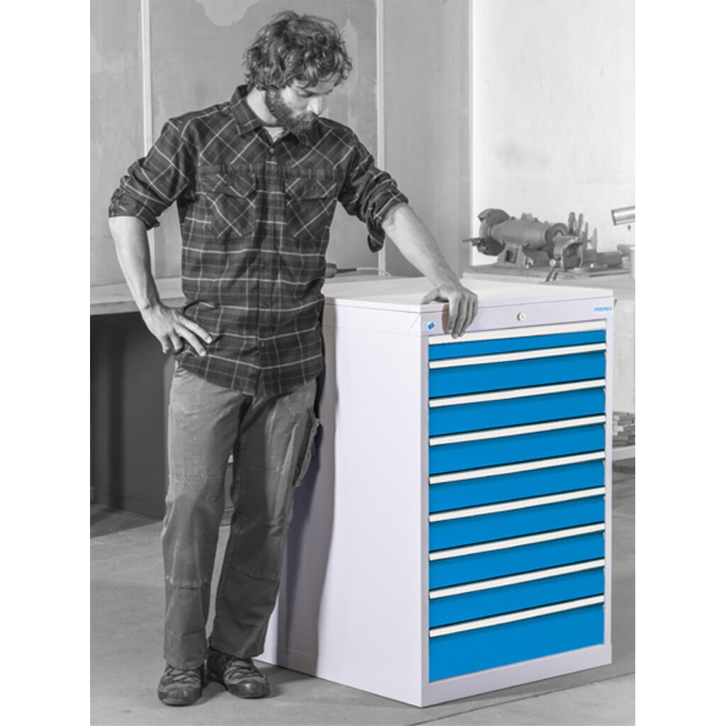 Číslo obrázku produktu 5: Skříň se zásuvkami Bedrunka+Hirth R 18-24, VxŠxH 1019 x 555 x 736 mm, světle šedá, antracitová šedá, 9 ks zásuvka 9x100 mm