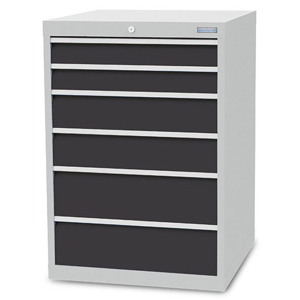 Číslo obrázku produktu 1: Skříň se zásuvkami Bedrunka+Hirth R 24-24, VxŠxH 1019 x 705 x 736 mm, světle šedá, antracitová šedá, 6 ks zásuvka 2x100 + 2x150 + 2x200 mm