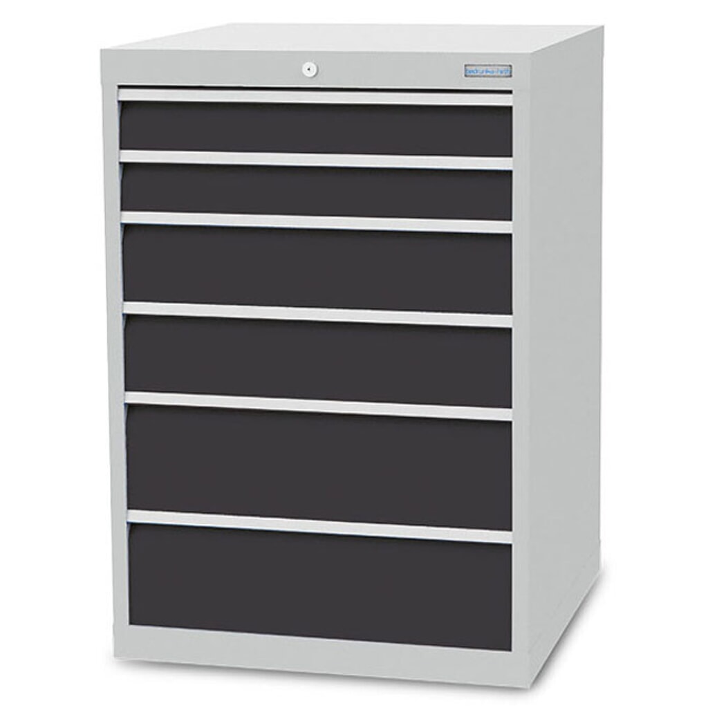 Obrázek produktu: Skříň se zásuvkami Bedrunka+Hirth R 24-24, VxŠxH 1019 x 705 x 736 mm, světle šedá, antracitová šedá, 6 ks zásuvka 2x100 + 2x150 + 2x200 mm
