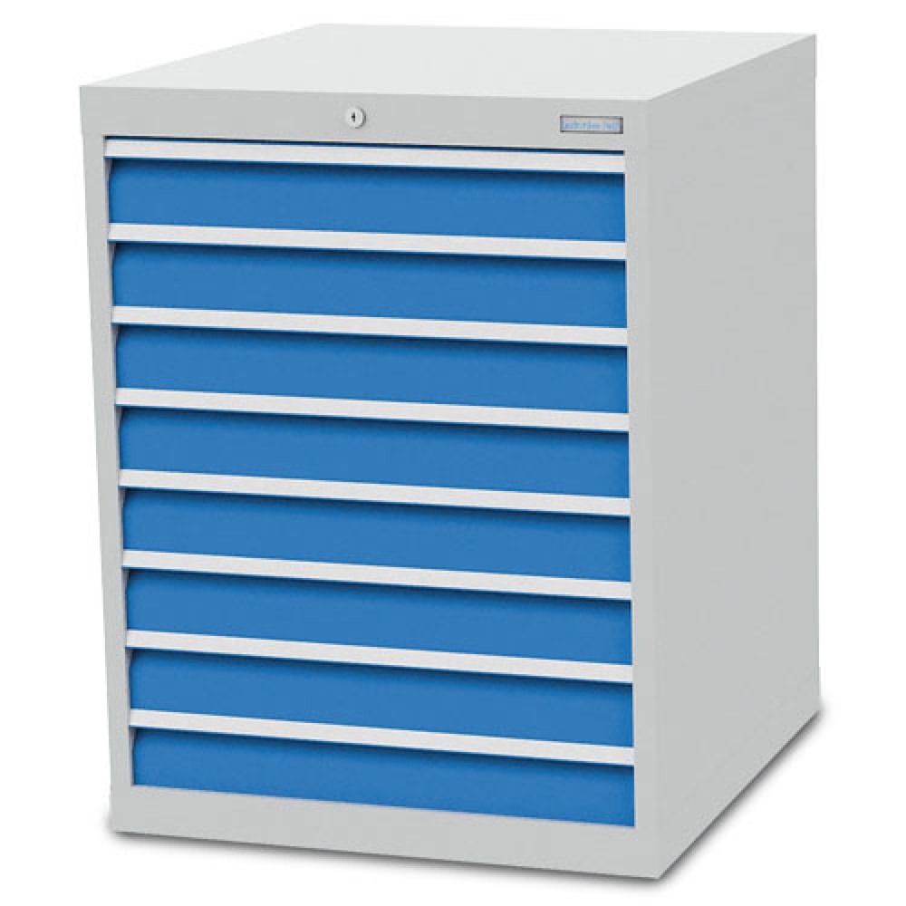Číslo obrázku produktu 1: Skříň se zásuvkami Bedrunka+Hirth R 24-24, VxŠxH 919 x 705 x 736 mm, světle šedá, světle modrá, 8 ks zásuvka 8x100 mm