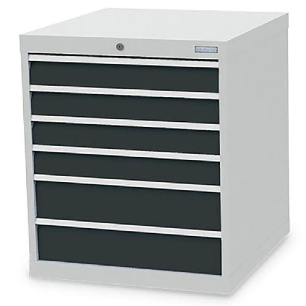 Číslo obrázku produktu 1: Skříň se zásuvkami Bedrunka+Hirth R 24-24, VxŠxH 819 x 705 x 736 mm, světle šedá, antracitová šedá, 6 ks zásuvka 4x100 + 2x150 mm