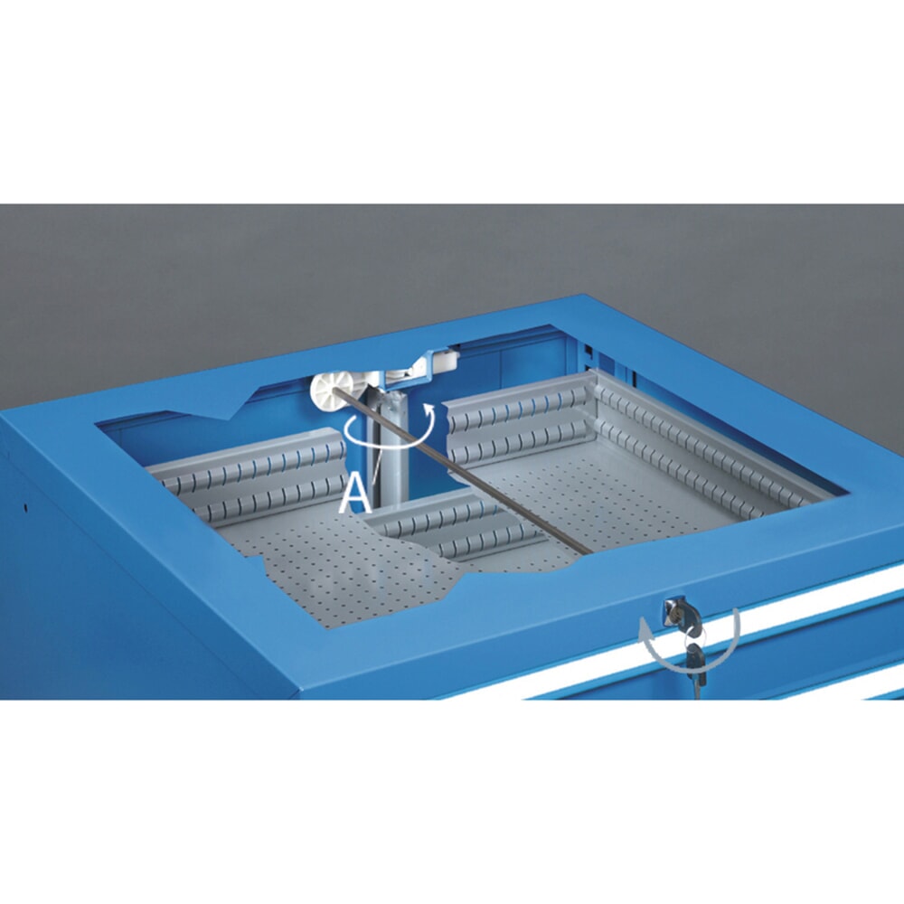 Číslo obrázku produktu 3: Fami Flexa Key Komfortní zásuvková skříňka, zásuvky 2x75/1x100/3x150/1x200 mm, VxŠxH 1,000 x 717 x 600 mm, RAL 7035 světle šedá