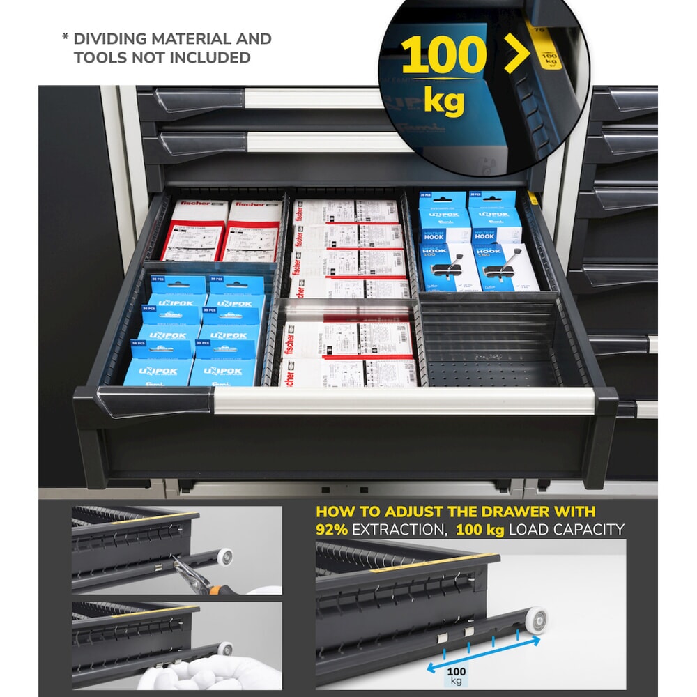 Číslo obrázku produktu 3: Skříň se zásuvkami Fami MASTER, 6 zásuvek, VxŠxH 1000 x 714 x 726 mm, světle modrá