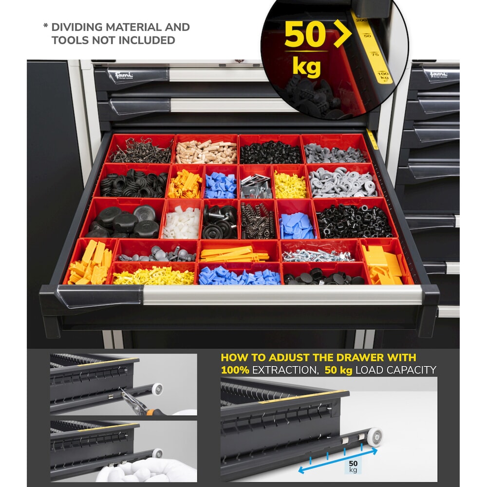 Číslo obrázku produktu 7: Skříň se zásuvkami Fami MASTER, 6 zásuvek, VxŠxH 1000 x 714 x 726 mm, světle modrá