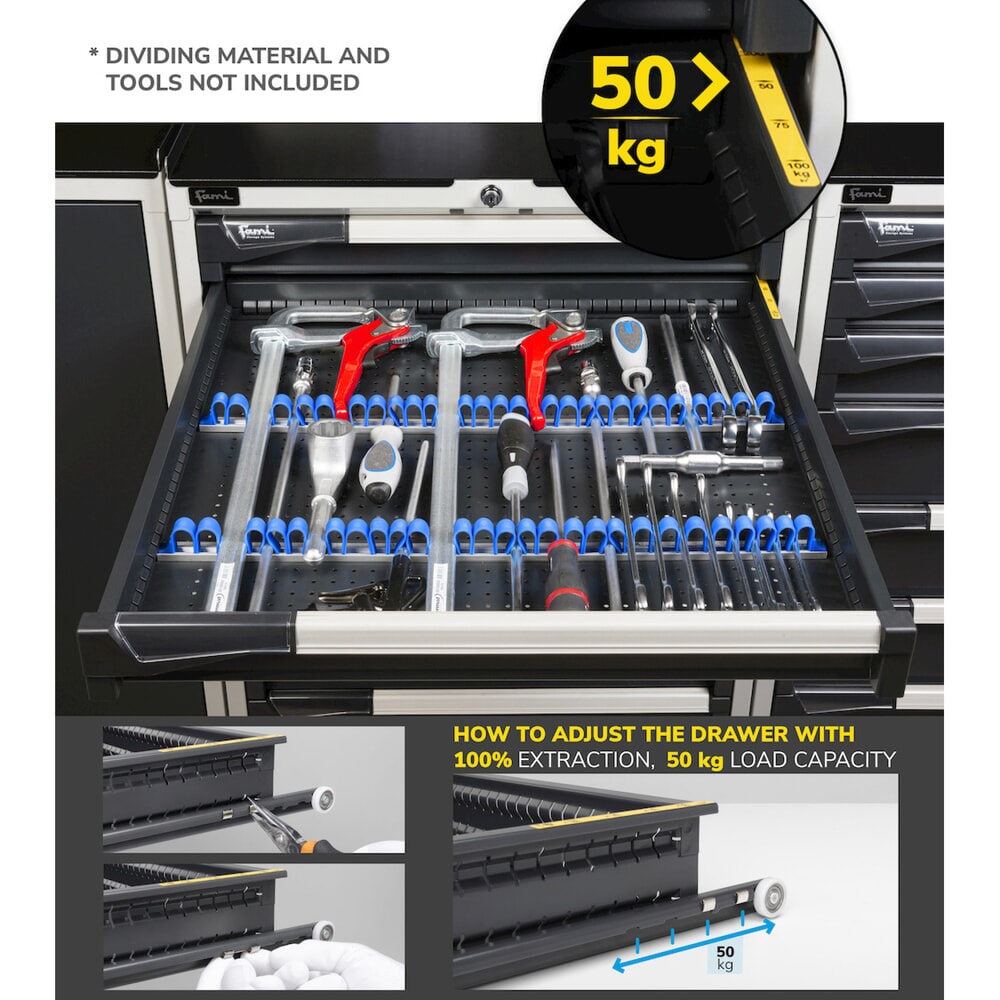 Číslo obrázku produktu 8: Skříň se zásuvkami Fami MASTER, 6 zásuvek, VxŠxH 1000 x 714 x 726 mm, světle modrá