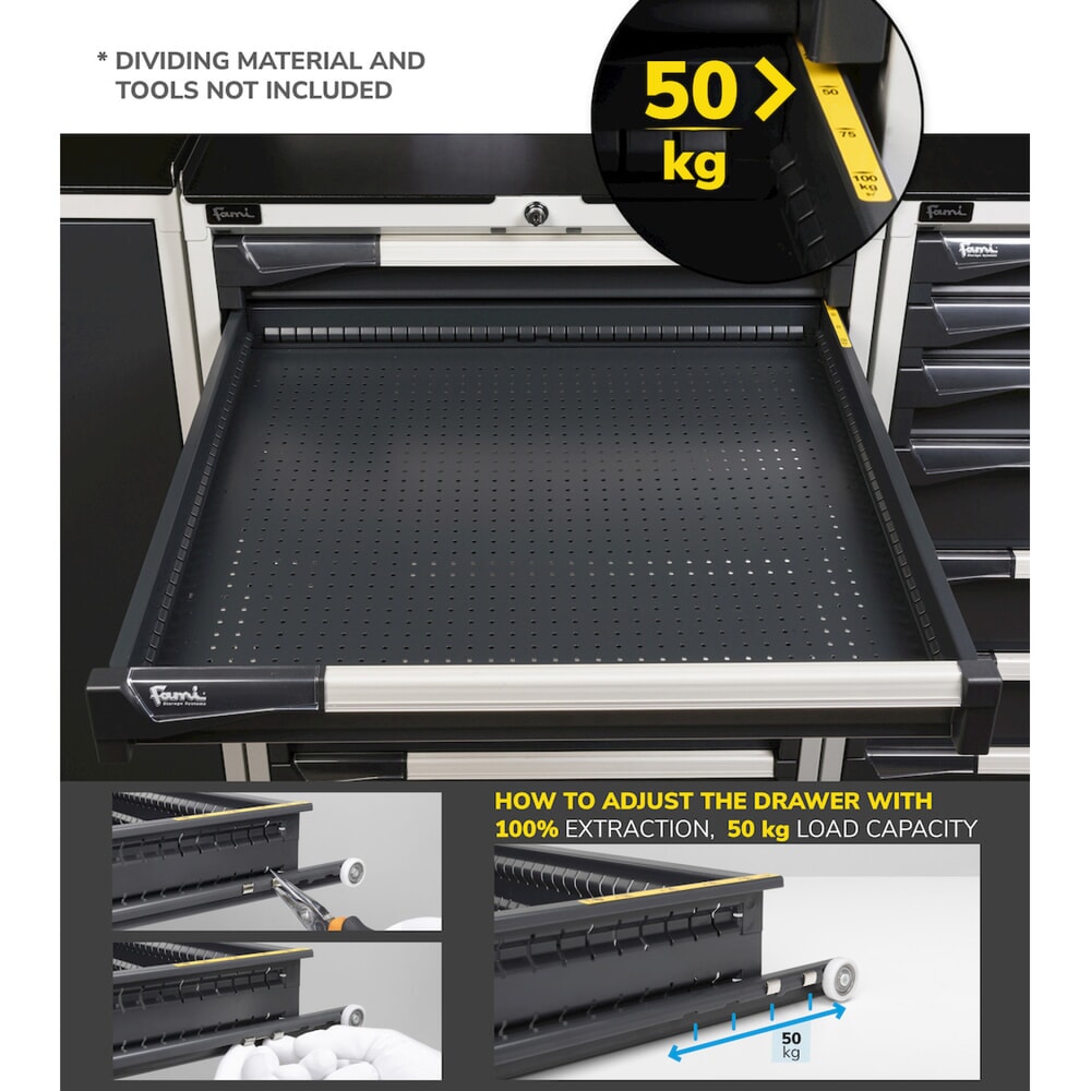 Číslo obrázku produktu 10: Skříň se zásuvkami Fami MASTER, 6 zásuvek, VxŠxH 1000 x 714 x 726 mm, světle modrá