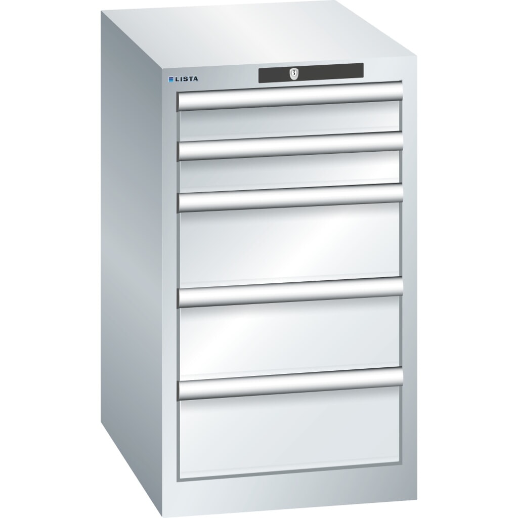 Skříň se zásuvkami LISTA 18 x 27 E, (Š x H x V) 411 x 572 x 700 mm v barvě šeď světlá