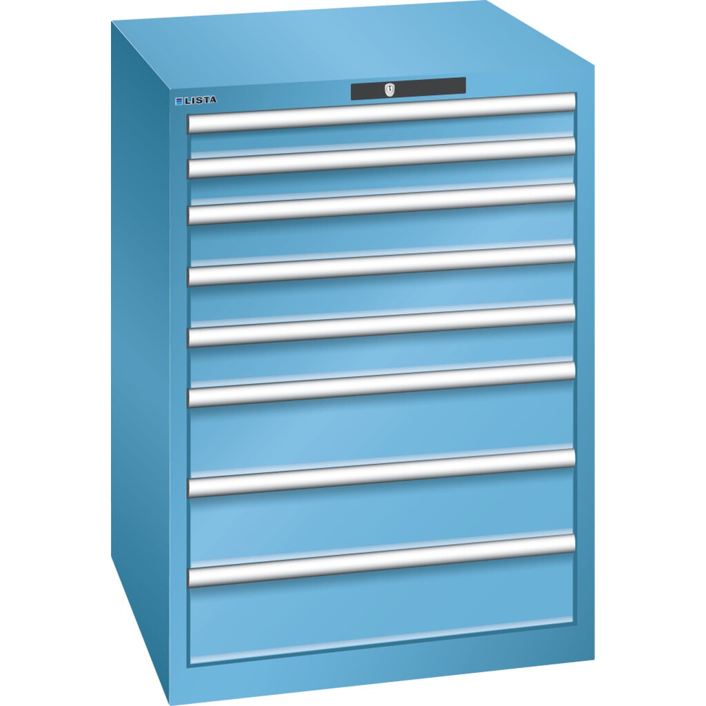 Skříň se zásuvkami LISTA 36 x 36 E, (Š x H x V) 717 x 725 x 1000 mm ve světle modré barvě