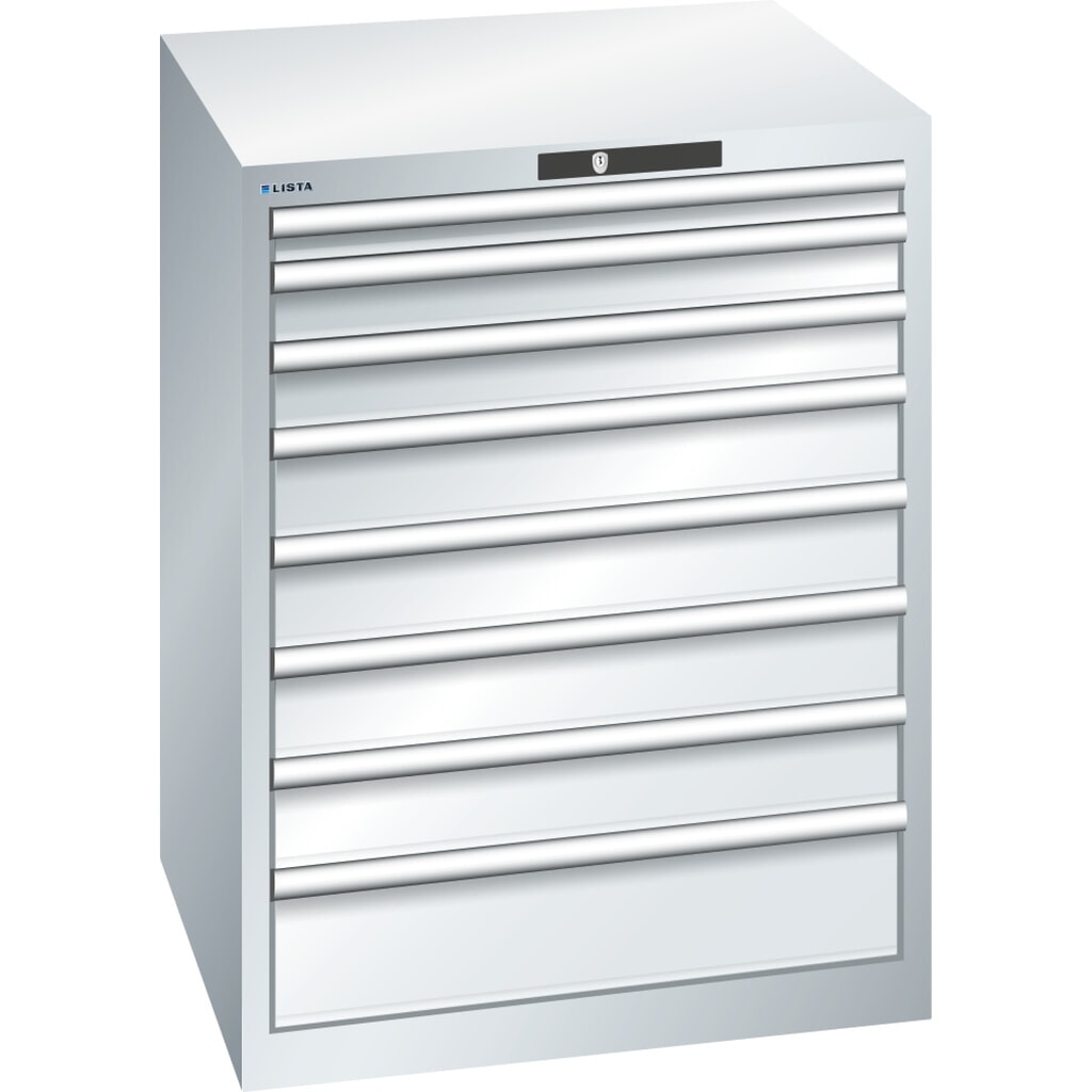 Skříň se zásuvkami LISTA 36 x 36 E, (Š x H x V) 717 x 725 x 850 mm v barvě šeď světlá