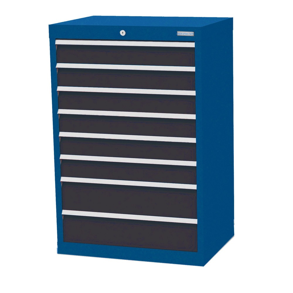 Obrázek produktu: Skříň se zásuvkami Profi Bedrunka+Hirth, zásuvky 6x100 + 2x150 mm, VxŠxH 1019 x 680 x 500 mm, enziánová modrá, antracitová šedá