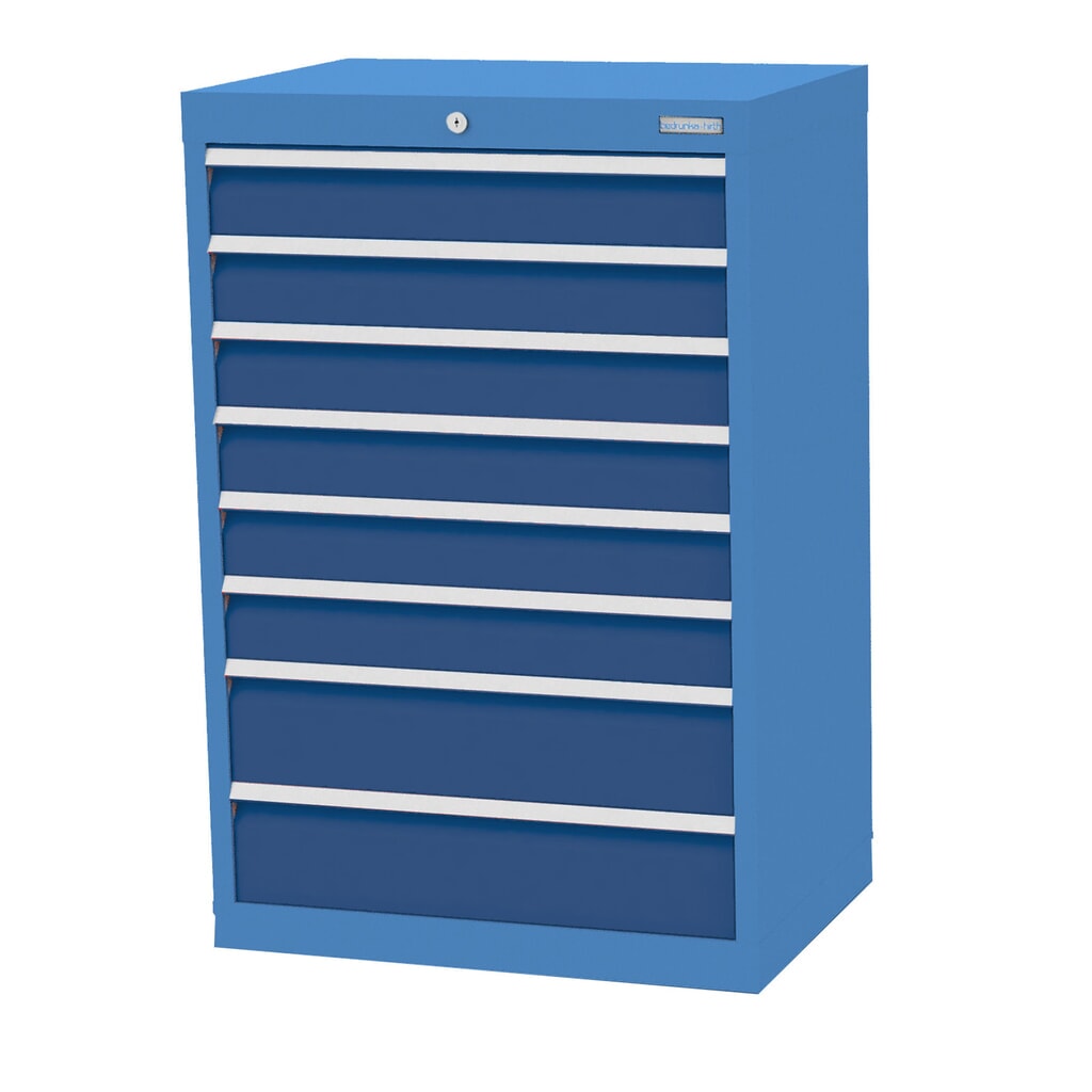 Obrázek produktu: Skříň se zásuvkami Profi Bedrunka+Hirth, zásuvky 6x100 + 2x150 mm, VxŠxH 1019 x 680 x 500 mm, světle modrá, enziánová modrá