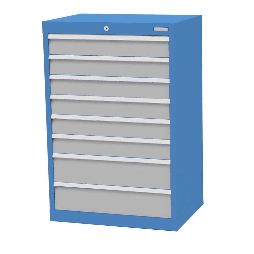 Obrázek produktu: Skříň se zásuvkami Profi Bedrunka+Hirth, zásuvky 6x100 + 2x150 mm, VxŠxH 1019 x 680 x 500 mm, světle modrá, světle šedá