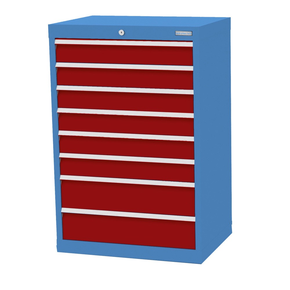 Obrázek produktu: Skříň se zásuvkami Profi Bedrunka+Hirth, zásuvky 6x100 + 2x150 mm, VxŠxH 1019 x 680 x 500 mm, světle modrá, rubínová