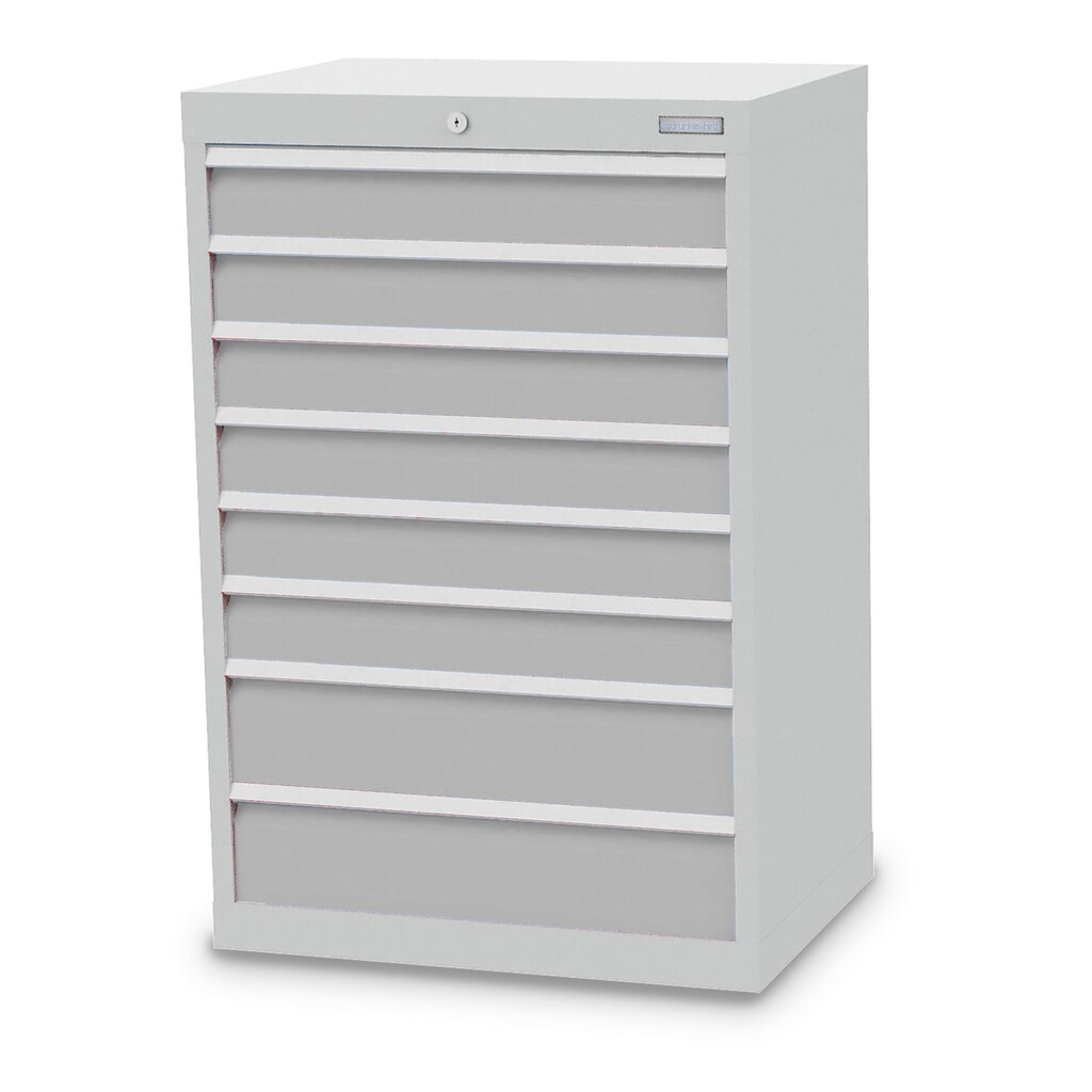 Skříň se zásuvkami Profi Bedrunka+Hirth, zásuvky 6x100 + 2x150 mm, VxŠxH 1019 x 680 x 500 mm, světle šedá, světle šedá Obrázek produktu: Skříň se zásuvkami Profi Bedrunka+Hirth, zásuvky 6x100 + 2x150 mm, VxŠxH 1019 x 680 x 500 mm, světle šedá, světle šedá