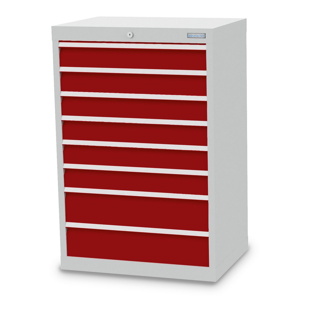 Obrázek produktu: Skříň se zásuvkami Profi Bedrunka+Hirth, zásuvky 6x100 + 2x150 mm, VxŠxH 1019 x 680 x 500 mm, světle šedá, rubínová