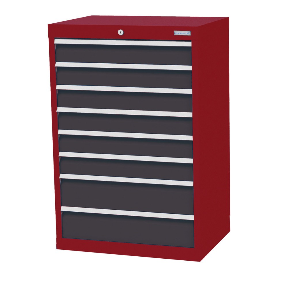 Obrázek produktu: Skříň se zásuvkami Profi Bedrunka+Hirth, zásuvky 6x100 + 2x150 mm, VxŠxH 1019 x 680 x 500 mm, rubínová, antracitová šedá