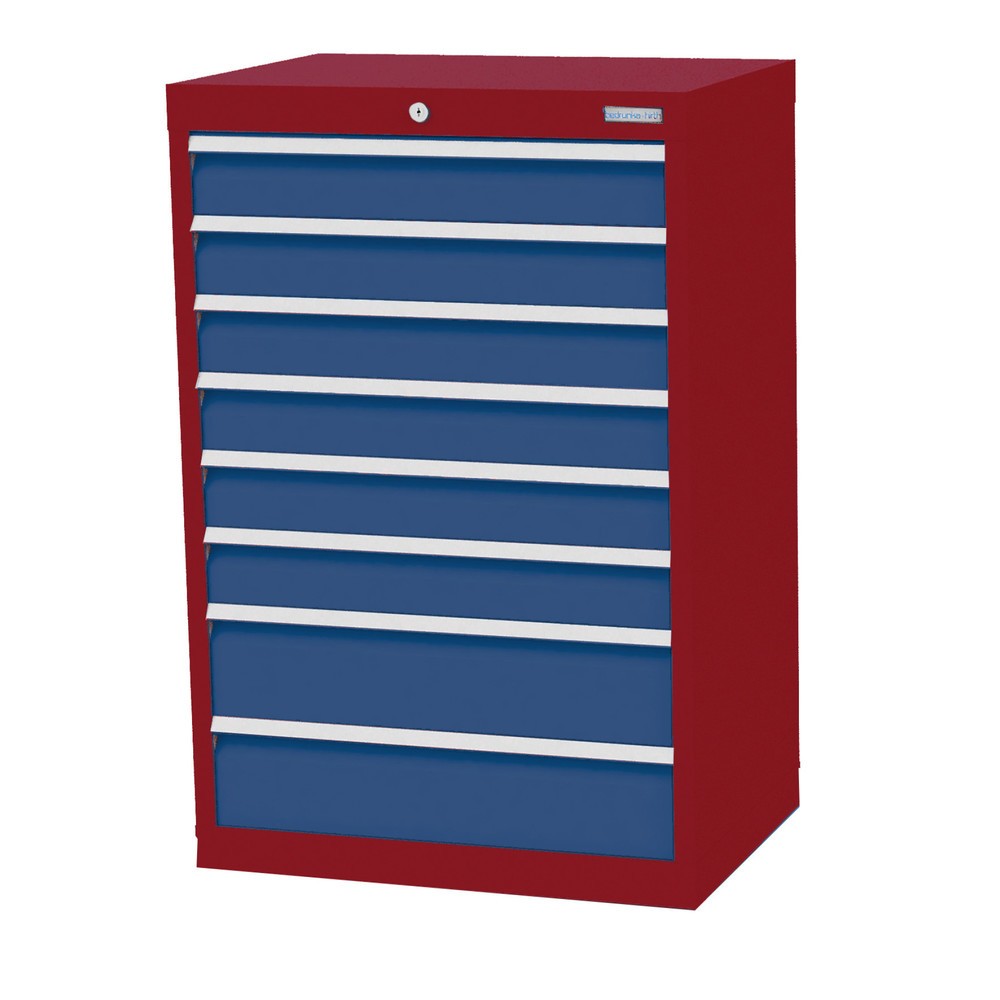 Obrázek produktu: Skříň se zásuvkami Profi Bedrunka+Hirth, zásuvky 6x100 + 2x150 mm, VxŠxH 1019 x 680 x 500 mm, rubínová, enziánová modrá