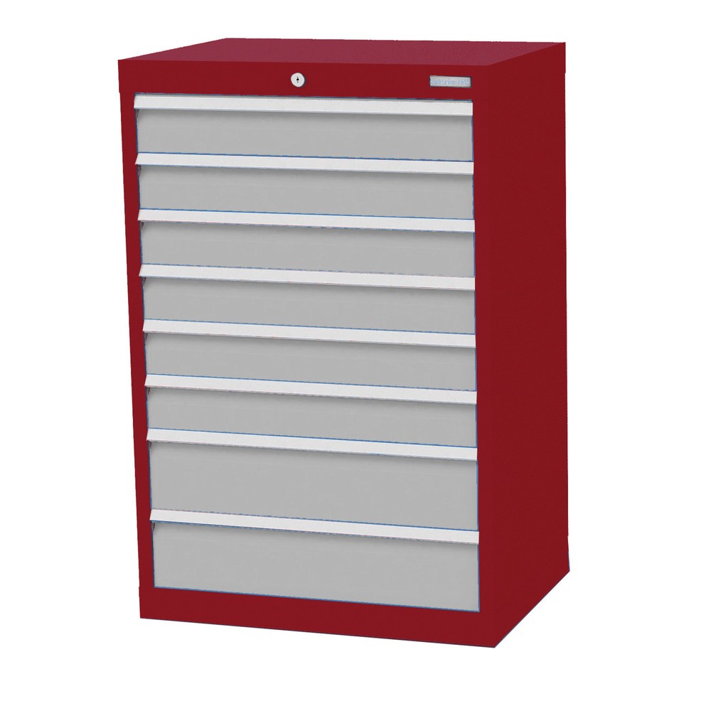 Obrázek produktu: Skříň se zásuvkami Profi Bedrunka+Hirth, zásuvky 6x100 + 2x150 mm, VxŠxH 1019 x 680 x 500 mm, rubínová, světle šedá