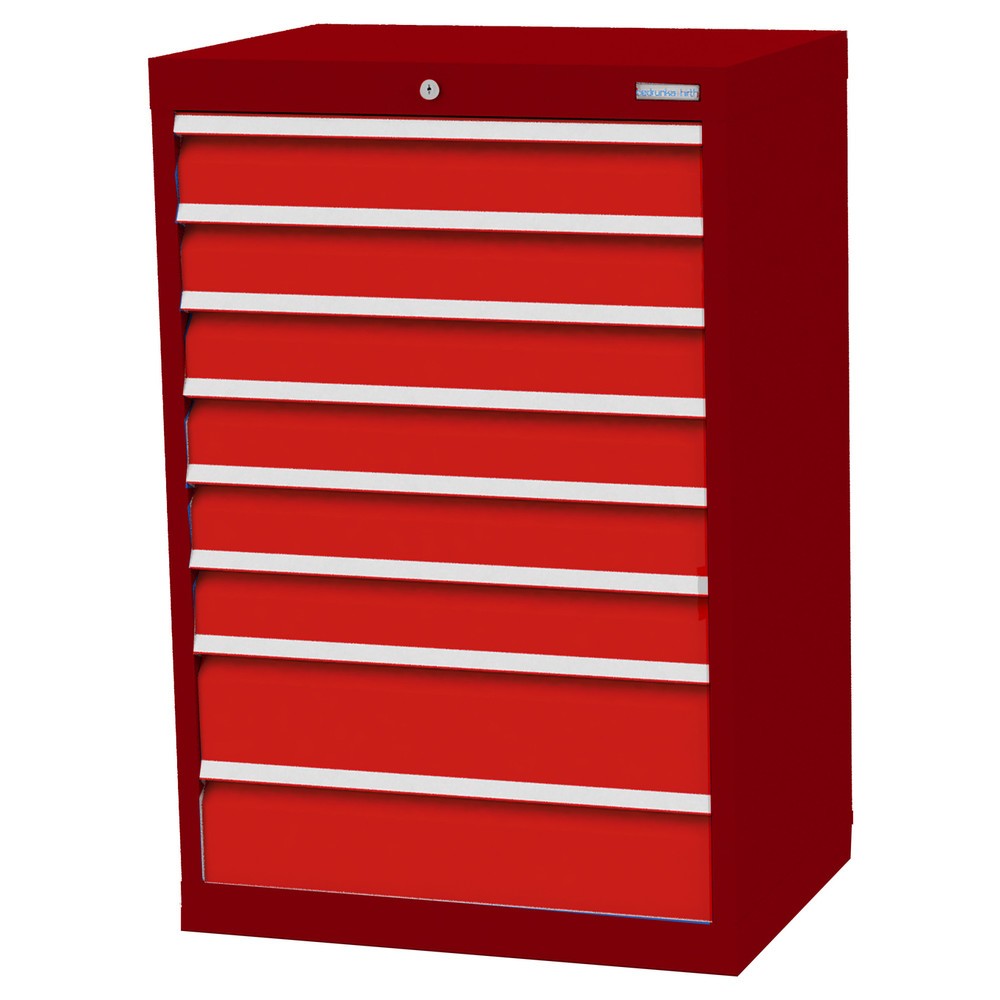 Obrázek produktu: Skříň se zásuvkami Profi Bedrunka+Hirth, zásuvky 6x100 + 2x150 mm, VxŠxH 1019 x 680 x 500 mm, rubínová, dopravní červená