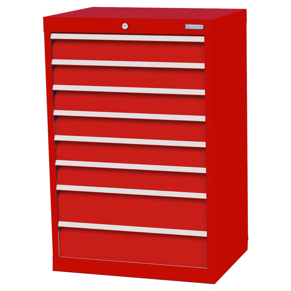 Obrázek produktu: Skříň se zásuvkami Profi Bedrunka+Hirth, zásuvky 6x100 + 2x150 mm, VxŠxH 1019 x 680 x 500 mm, dopravní červená, dopravní červená