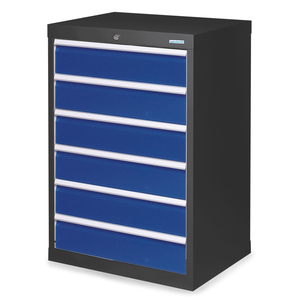 Obrázek produktu: Skříň se zásuvkami Profi Bedrunka+Hirth, zásuvky 6x150 mm, VxŠxH 1019 x 680 x 500 mm, antracitová šedá, enziánová modrá