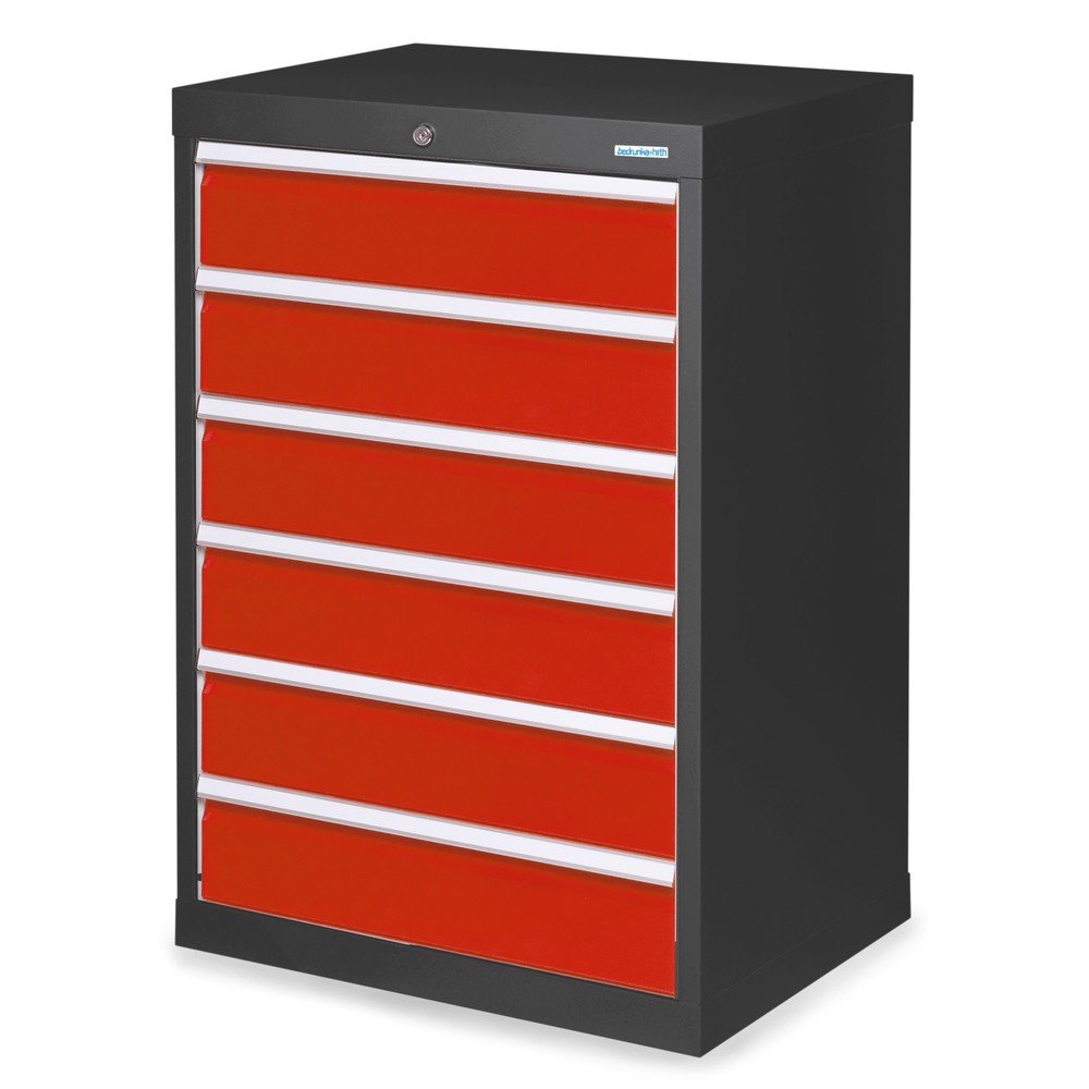 Obrázek produktu: Skříň se zásuvkami Profi Bedrunka+Hirth, zásuvky 6x150 mm, VxŠxH 1019 x 680 x 500 mm, antracitová šedá, dopravní červená
