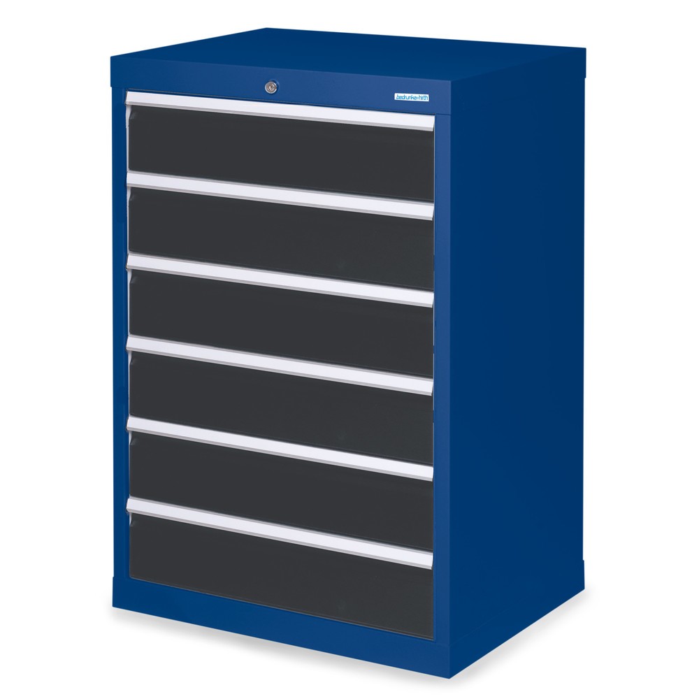 Obrázek produktu: Skříň se zásuvkami Profi Bedrunka+Hirth, zásuvky 6x150 mm, VxŠxH 1019 x 680 x 500 mm, enziánová modrá, antracitová šedá
