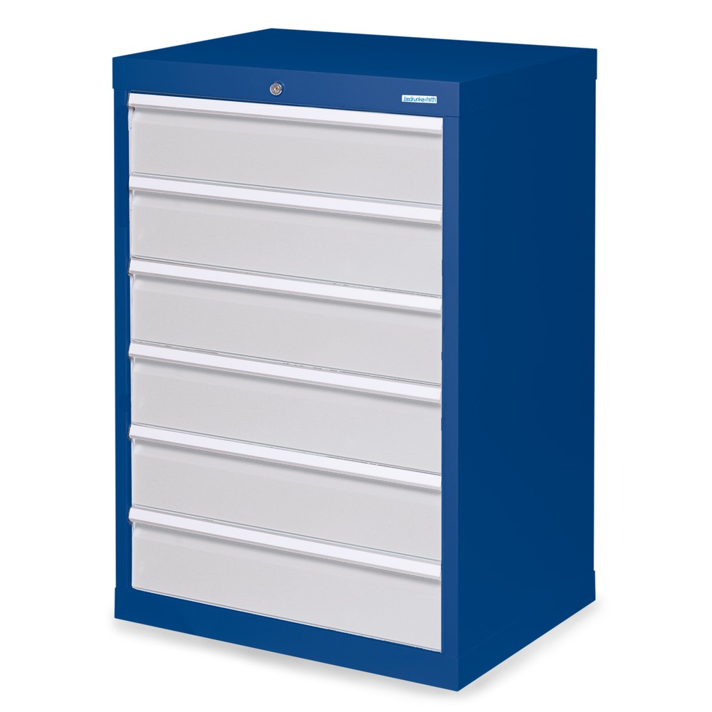 Obrázek produktu: Skříň se zásuvkami Profi Bedrunka+Hirth, zásuvky 6x150 mm, VxŠxH 1019 x 680 x 500 mm, enziánová modrá, světle šedá