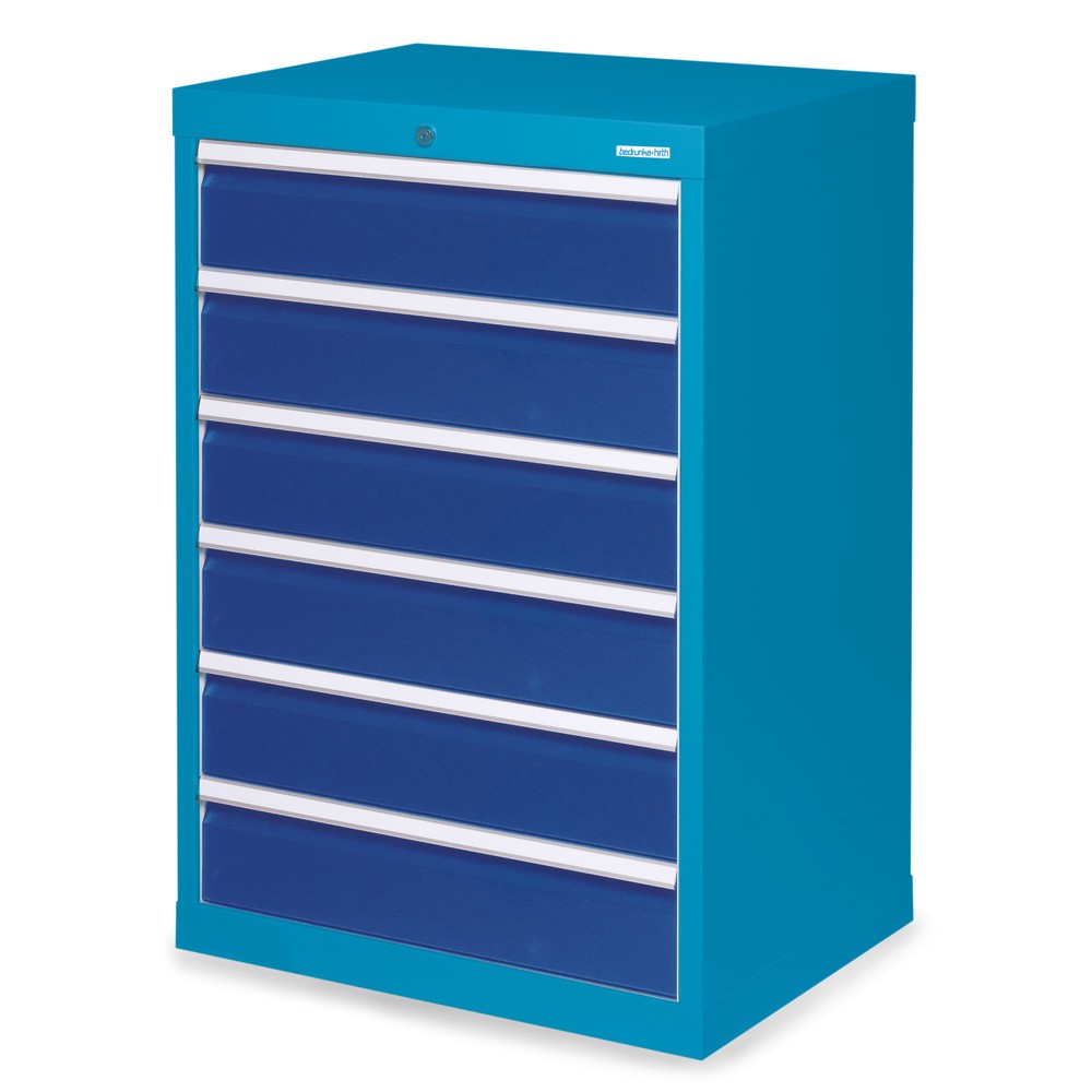 Obrázek produktu: Skříň se zásuvkami Profi Bedrunka+Hirth, zásuvky 6x150 mm, VxŠxH 1019 x 680 x 500 mm, světle modrá, enziánová modrá
