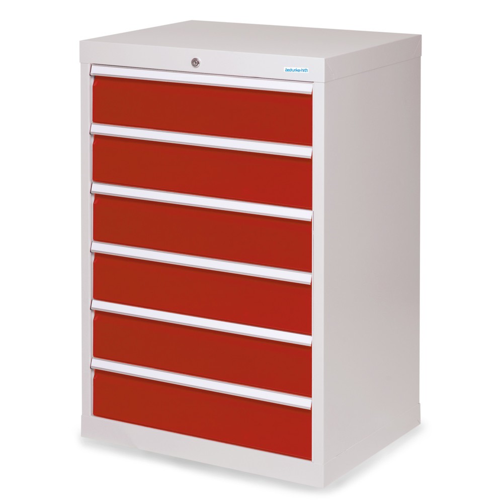 Obrázek produktu: Skříň se zásuvkami Profi Bedrunka+Hirth, zásuvky 6x150 mm, VxŠxH 1019 x 680 x 500 mm, světle šedá, rubínová