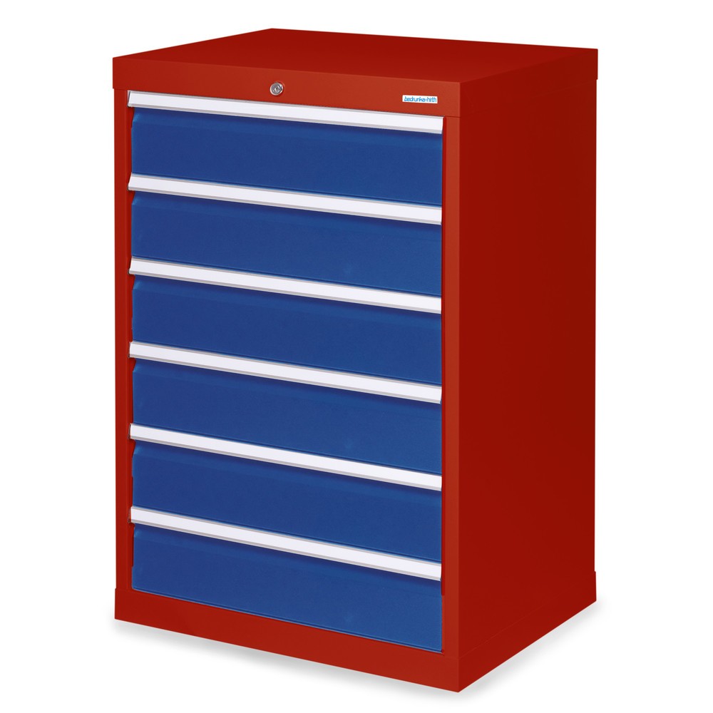 Obrázek produktu: Skříň se zásuvkami Profi Bedrunka+Hirth, zásuvky 6x150 mm, VxŠxH 1019 x 680 x 500 mm, rubínová, enziánová modrá